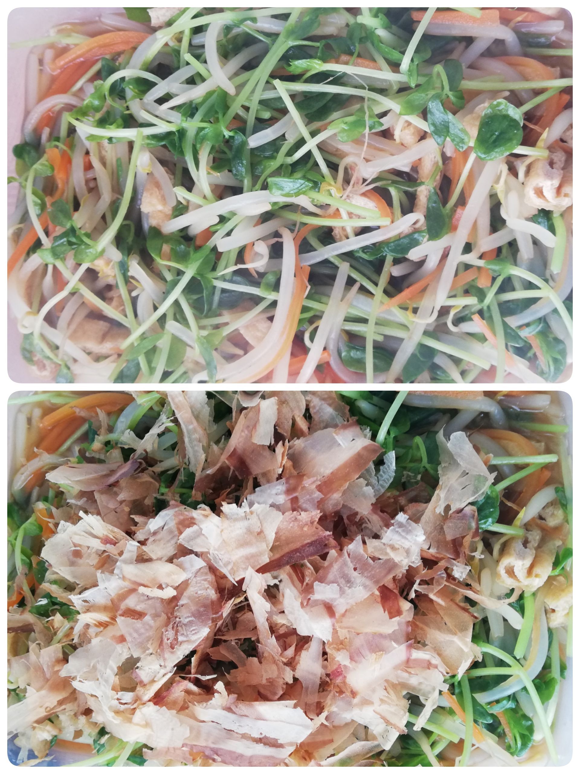 簡単！シャキシャキ美味♪もやしと豆苗のおひたし＊作り置きに