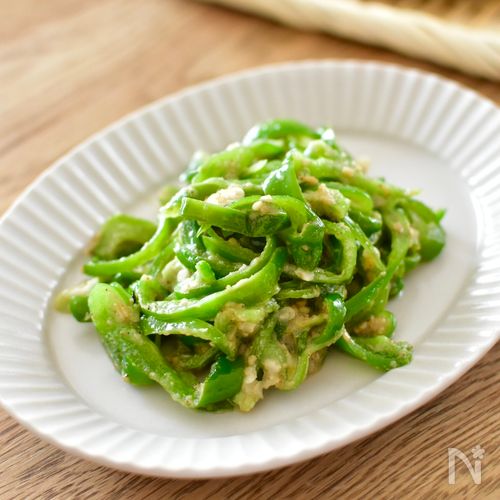 [やみつき！無限ピーマンの塩ごま和え]レンジで簡単♪