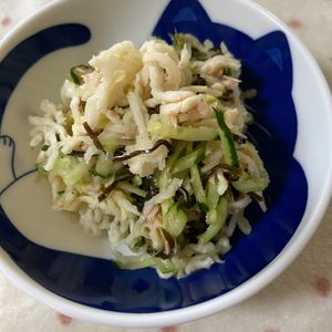 万福の作ってみた!投稿(切り干し大根とツナきゅうり塩昆布の無限サラダ|水戻し不要!)