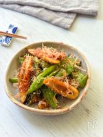 万願寺とうがらしと竹輪の麺つゆガーリックマヨ炒め