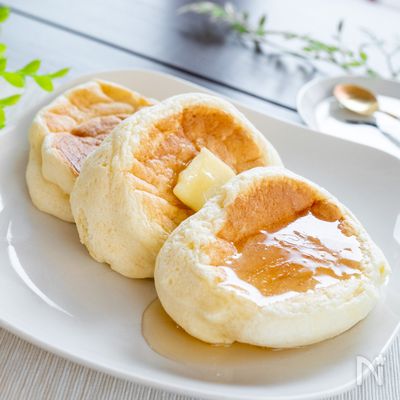 ホットケーキミックスでふわふわ！スフレパンケーキ