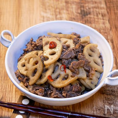 調味料比率オール1「蓮根と牛肉のきんぴら炒め」