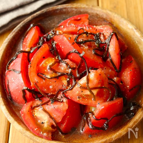 5分で完成【トマトの塩昆布マリネ】旨味たっぷりさっぱり副菜♩