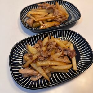 こんこんの作ってみた!投稿(節約満腹おかず♡豚肉とじゃがいものポン酢炒め♡)
