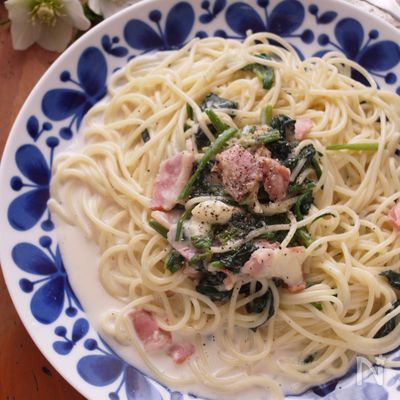 ほうれん草のチーズクリームパスタ