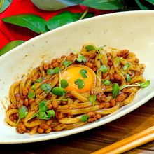 【レンチン→混ぜて完成!!】のり玉納豆うどん