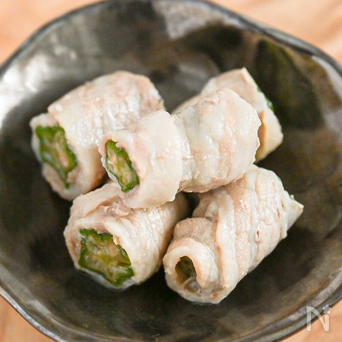 火を使わない!オクラのレンジ豚肉巻きめんつゆ漬け