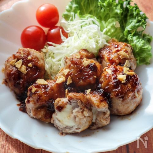 ワンパン15分♪ガリバタ醤油の豚こまチーズボール