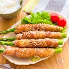 【アスパラのガーリック醤油肉巻き】お酒も進む味付け