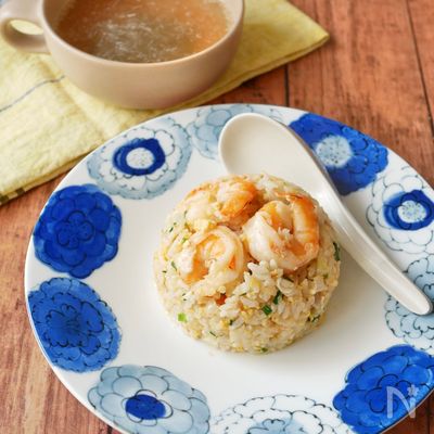 『えび南蛮スープを使って』エビチャーハン