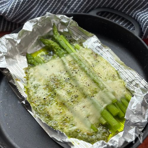 【トースターで簡単】アスパラガスのバジルマヨ焼き