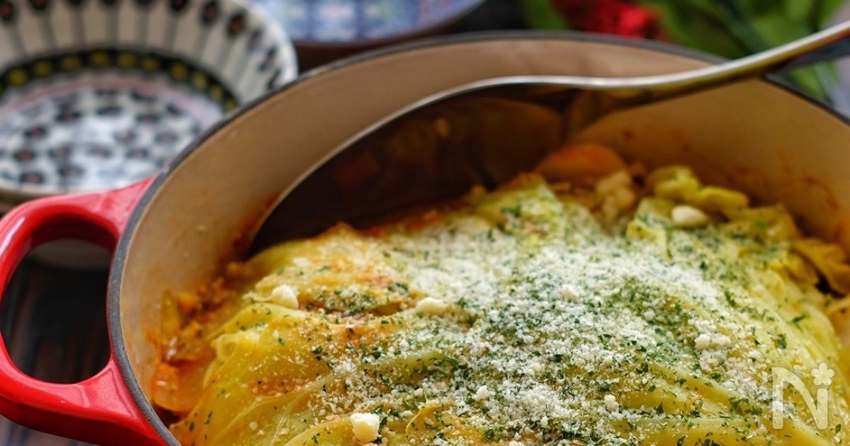 ＊キャベツとじゃがいもとひき肉のチーズミルフィーユ＊