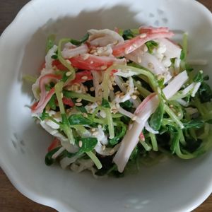ぽぽペの作ってみた!投稿(節約＆腸活副菜【豆苗と切り干し大根のわさびマヨ和え】)
