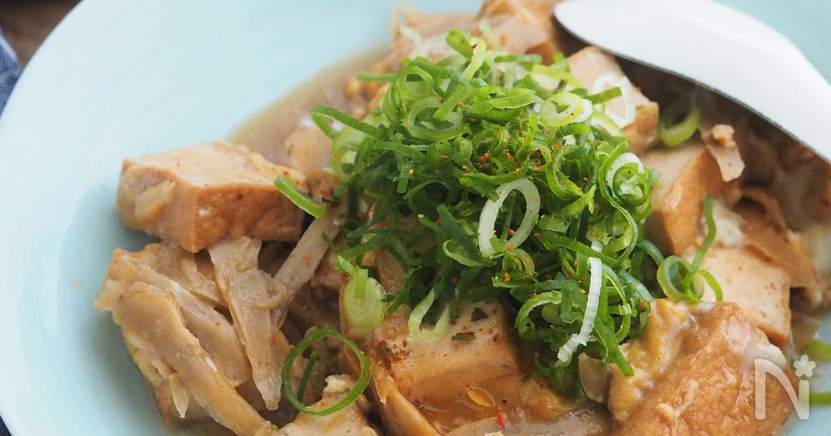 味付けめんつゆのみ。厚揚げとごぼうの柳川風【節約・作り置き】