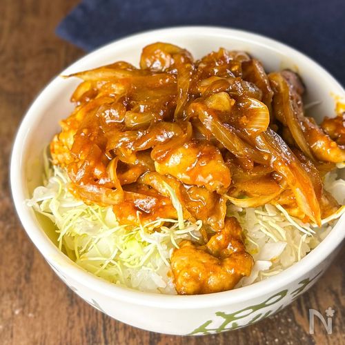 【ガッツリトンテキ丼】ワンパンで10分完成