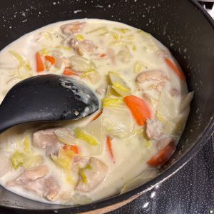 1169387の作ってみた!投稿(【白菜と鶏むね肉のクリーム煮】とろっと♡生クリーム無しで簡単)