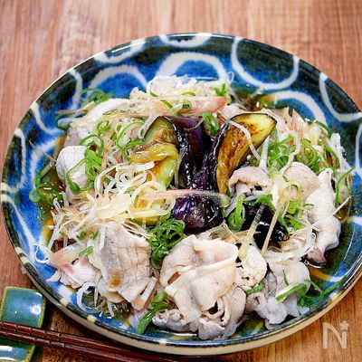 茄子と豚肉の薬味タレがけ