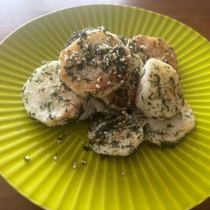 こむぎの作ってみた!投稿(揚げずにカリカリ♪【長芋ののりしお焼き】旨すぎ注意！)