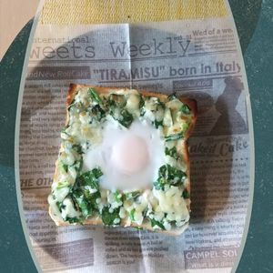 チョロリスの作ってみた!投稿(とろとろ半熟卵をからめて♪ほうれん草のクロックマダム。)