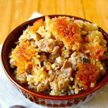 炊くまで5分！【豚肉と椎茸のちまき風炊き込みご飯】味付け簡単