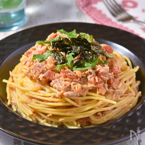 なめたけと梅のポリ袋ツナパスタ│包丁不要！洗い物削減！防災食