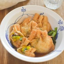 甘じょっぱくてもっちり♪かぼちゃ餅巾着煮
