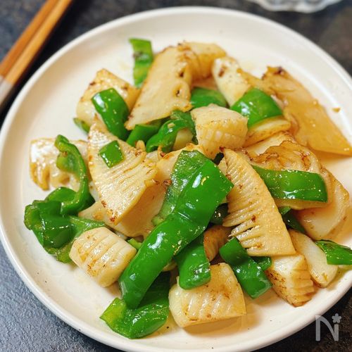 【イカとピーマンと筍の生姜炒め】ぱぱっとスピードおつまみ♪