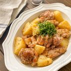 照り照りコクうま〜♡【鶏肉とじゃがいものバターぽん酢】