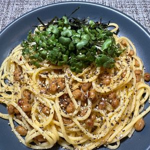 楽ラク手抜キッチン🐶🐾の作ってみた!投稿(栄養たっぷり♪ブロッコリースプラウト納豆パスタ)