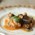 鶏肉とナスのワイン蒸し、バジル風味
