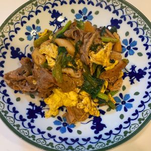 みわの作ってみた!投稿(豚肉と小松菜と卵のスタミナ塩炒め)