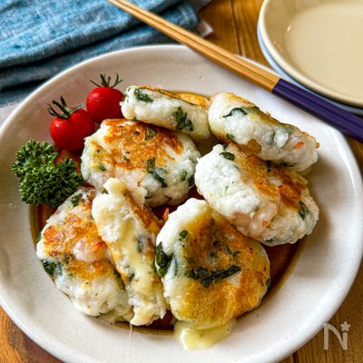 【ふわふわ絶品♡︎はんぺんの海老しそチーズ焼き】混ぜるだけ！