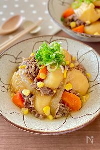 こっくりおいしい♩味噌バターコーン肉じゃが