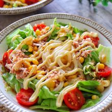 サラダうどん♩夏休みの子供のランチに！レンジで簡単！ズボラ飯