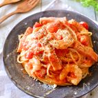 簡単お店クオリティ♡『海老とベーコンのトマトクリームパスタ』