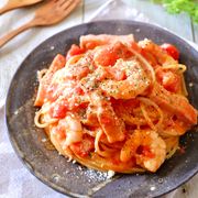 簡単お店クオリティ♡『海老とベーコンのトマトクリームパスタ』