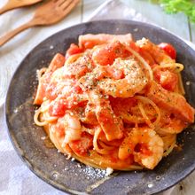 簡単お店クオリティ♡『海老とベーコンのトマトクリームパスタ』