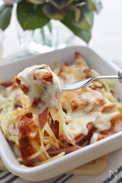 ジャガイモと粗挽きソーセージのキムチ―ズ焼き