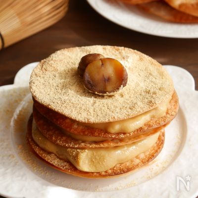 餃子の皮でパリパリ♪黒蜜きな粉ミルフィーユ