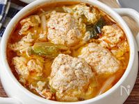 【ふわふわ鶏団子と卵の旨だしキムチスープ】包丁まな板不要！