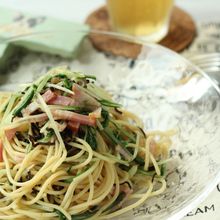 和えるだけで簡単☆塩昆布と水菜のピリッと冷製和風パスタ