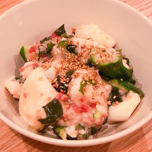ミルクの作ってみた!投稿(副菜におすすめ♪叩き長芋きゅうりの梅ポンおかか和え)
