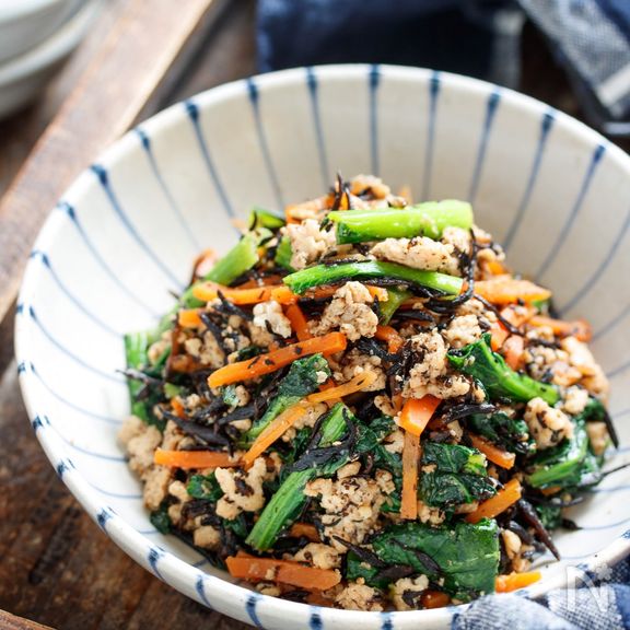 ひじきと小松菜の甘辛そぼろ【#作り置き#冷凍保存#お弁当】