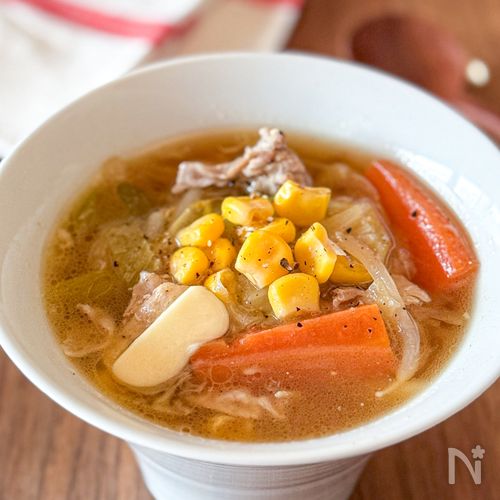 野菜たっぷり味噌ラーメン風スープ