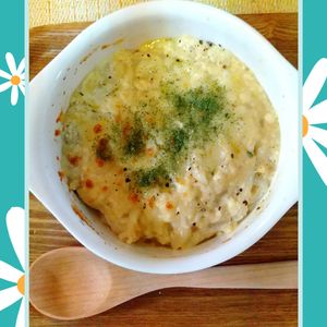 チョロリスの作ってみた!投稿(うどんスープで簡単♡豆腐のホワイトソースで大根のグラタン)