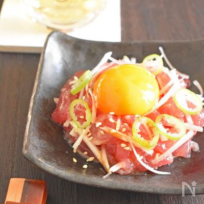 【即席1品】まぐろとねぎのユッケ風
