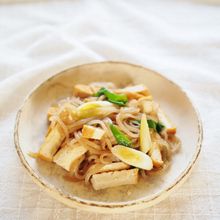 厚揚げと白滝の醤油味の香炒め