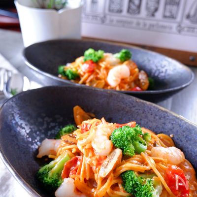 海老プリプリ!濃厚トマトクリームパスタ