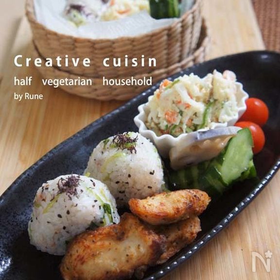 柔らか胸肉ナゲット＆三つ葉と梅雑魚おにぎり弁当