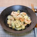 海老とベビーチーズのバジルマヨ和え